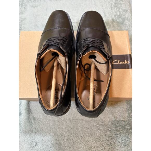 Clarks Tilden Cap Toe Oxford Black Leather Men\'s Dress Shoes 10W 43 main image 7